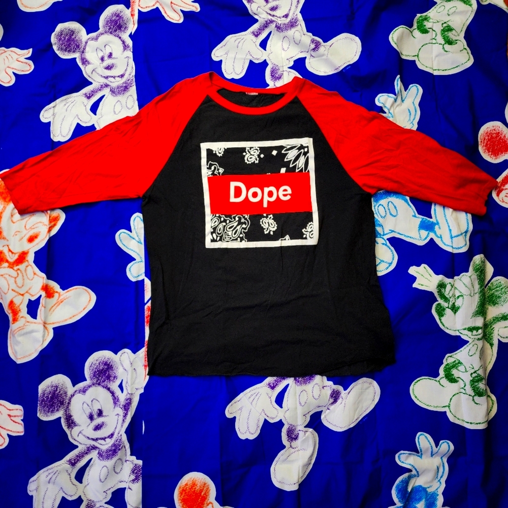 DOPE Red and Black Baseball Tee XL